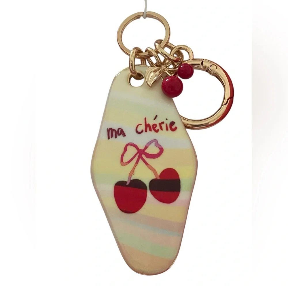 PIPER K Gold-Tone Keychain Bag Charm Cherry Ma Cherie